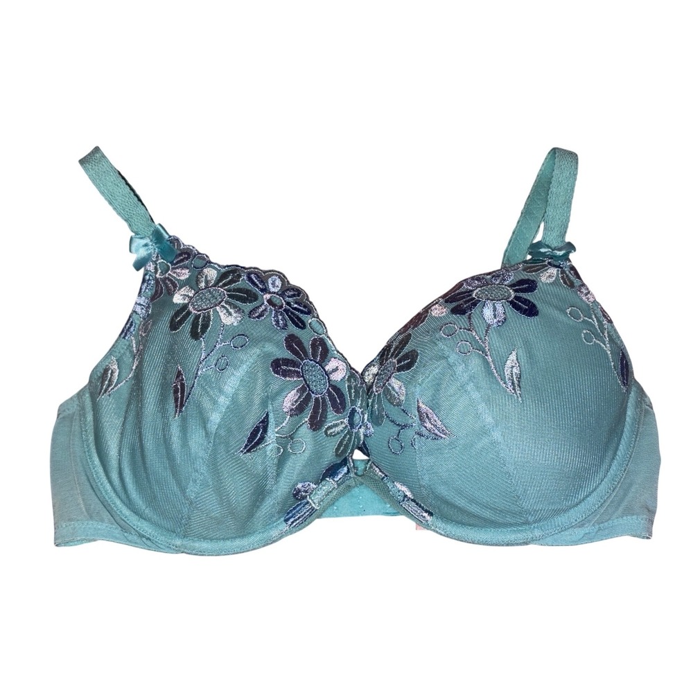 Victoria's Secret Women Blue Floral Embroidered Underwire‎ Bra 36D